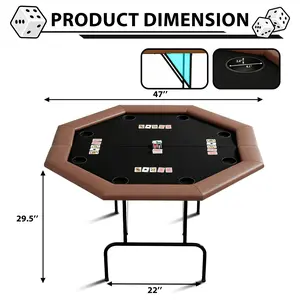 Garvee Professional 8-Player Collapsible Octagon Poker Table - Casino-Style Gaming Furniture with Padded Armrest, Waterproof Felt, Sturdy Iron Legs, 8 Cup Holders - Ideal for Living Room, Texas Hold'em