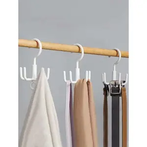 1PC Wardrobe Punch Free Hook, Yes, Belt, Scarf Storage Rotary Four Claw Hook, Household Multifunctional Clothing Hat Hook, Bag Tie Storage Hanger, Gender Reveal Party, Perfect For Birthdays, Weddings, Parties, The Perfect Gift For Colleagues