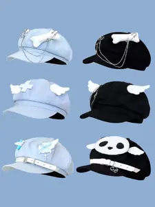 Cute Cartoon Panda & Wing Design Beret, Casual Trendy Animal Decor Beret, Fashionable Hat for Women & Girls for All Season, Animal Hats