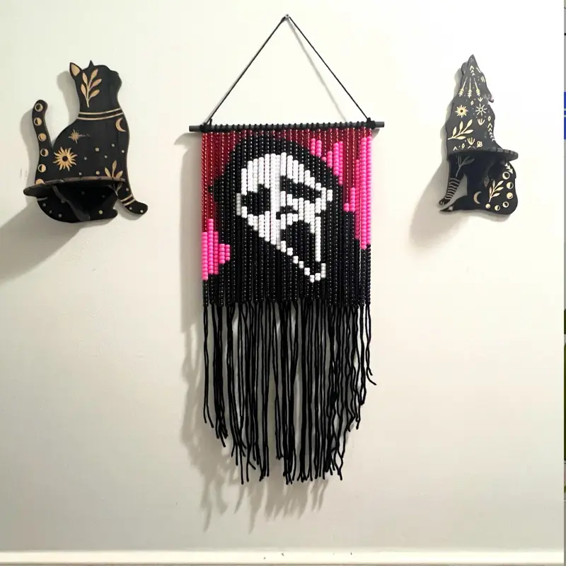 Ghost face beaded tapestry