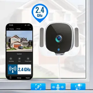 Window Security Camera 2.4G WiFi Smart, Easy Setup, Two-way Audio, Dual Storage, Day & Night View, Universal Monitoring for Garage, Yard & Store