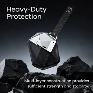 Aulumu A39 Geometric Plastic Protection Case for Apple AirPods Pro 3rd Generation, with Lock, Nylon Buckle, and Alloy Armour
