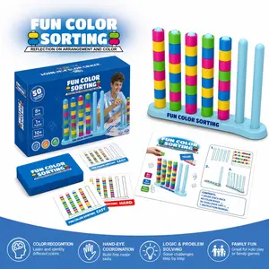 🔥Hot Sale Color Sorting Puzzle Toy | Montessori STEM Stack Game | 40 Rings Challenge Board Game for Kids & Family | Brain Teaser Educational Toys 8+