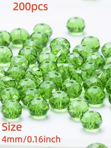 200pcs Simulated Crystal Glass Beads, Flat Wheel Spacer Beads, DIY Jewelry Making Accessories, Handmade Bracelet Necklace Parts