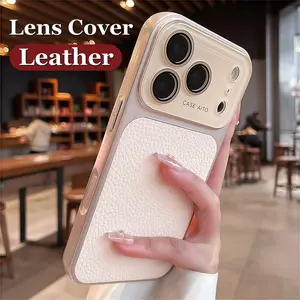 Luxury Leather Phone Case for IPhone 17 Pro Max 16 Pro Max soft Casing Lens Protection Shockproof Cover