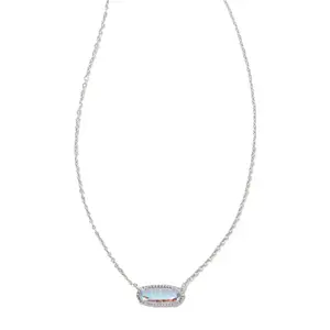 Kendra Scott Eva Dichroic Glass Rhodium Over Brass Pendant Necklace - Silver: Lobster Claw Clasp, 19" Length