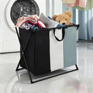 Large Laundry Basket, Iron Frame, Foldable And Tall Design, With Handles And Inner Lining, Can Stand Independently, Suitable For Storing Clothes, Toys, And For Use In Dormitories, Home Wardrobes, Bathrooms