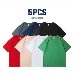 5-Pack 100% cotton Alimens&Gentle Men's Slim Fit Crew Neck Casual T-Shirts - Super Soft, Tagless, Essential Tees for Everyday Wear