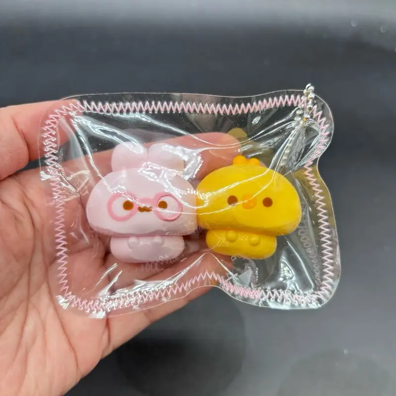 Chicken and bunny twins cute mini keychain taba squishy