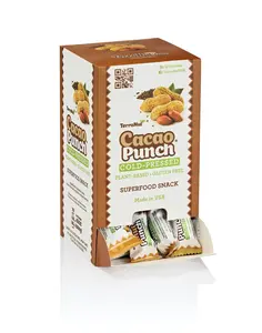 TerraNut Cacao Punch 70p Gravity Box Snack Chocolate - Vegan Gluten-Free Peanut & Coconut Flavor - Cold-Pressed Superfood Dessert Bonbon    Cacao Punch Snack Bites – 70 Pack Gravity Box | Peanut, Oats, Coconut Nectar & Cacao Nibs | Healthy Energy Snack