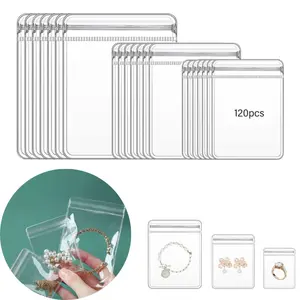120 pcs transparent PVC jewelry bag, antioxidant plastic zipper storage bag, resealable, suitable for necklaces, bracelets, rings, earrings