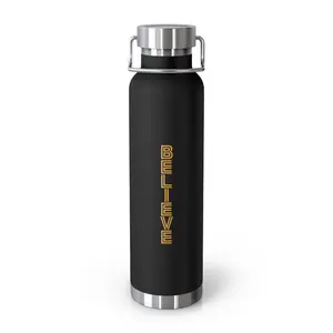 BELIEVE - Copper Insulated Bottle, Ideal for Hot or Cold Drinks, Spill-Proof Design, On-The-Go Hydration, 22oz, Stainless Steel - BPA Free