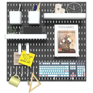 Pegboard Combination Kit, 4 Peg Boards Black Pegboard for Walls, Office Wall Organizer, Gaming Room Wall,  Storage, 22"x22"