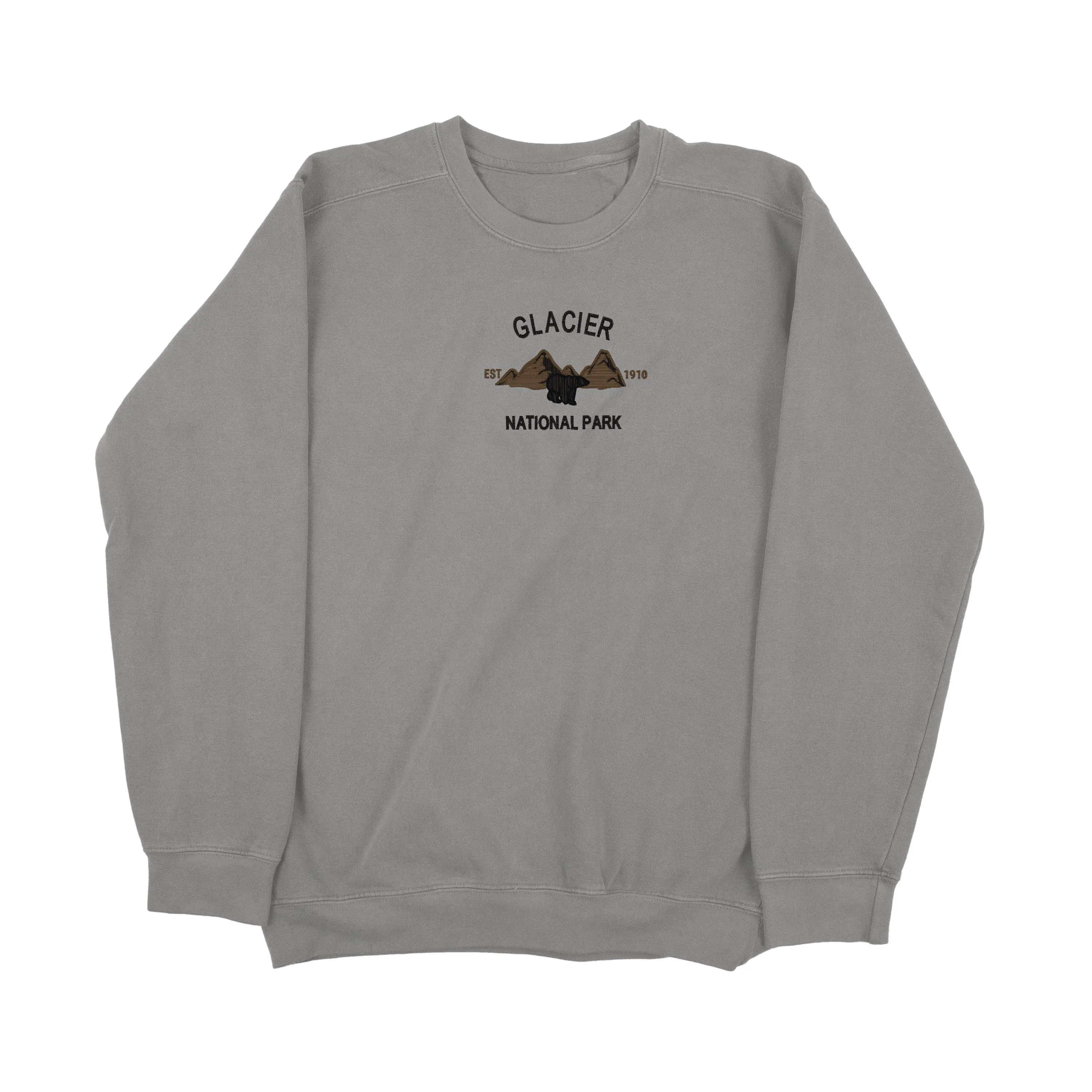 Glacier National Park Embroidered Sweatshirt | Premium Quality | Crewneck | Unisex | Outdoor | Embroidery | Comfort Colors