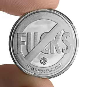 ZFG INC. No Fucks Single Coin - 1 Nickel-Silver Coin with "NO" Symbol Through "Fucks" - 1.073 Inches Diameter - 14 Gauge Depth - 100% Made in USA