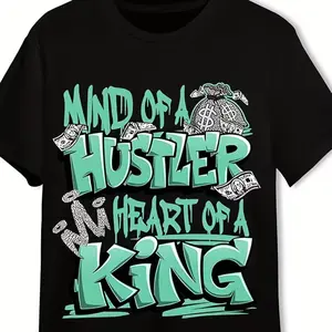 Generic Hustler Heart King Unisex T-Shirt - 220g Pure Cotton Retro Streetwear Tee with Graffiti Money Motif, Matching AJ 3s Green Glow Design 2000s  vintage  tops