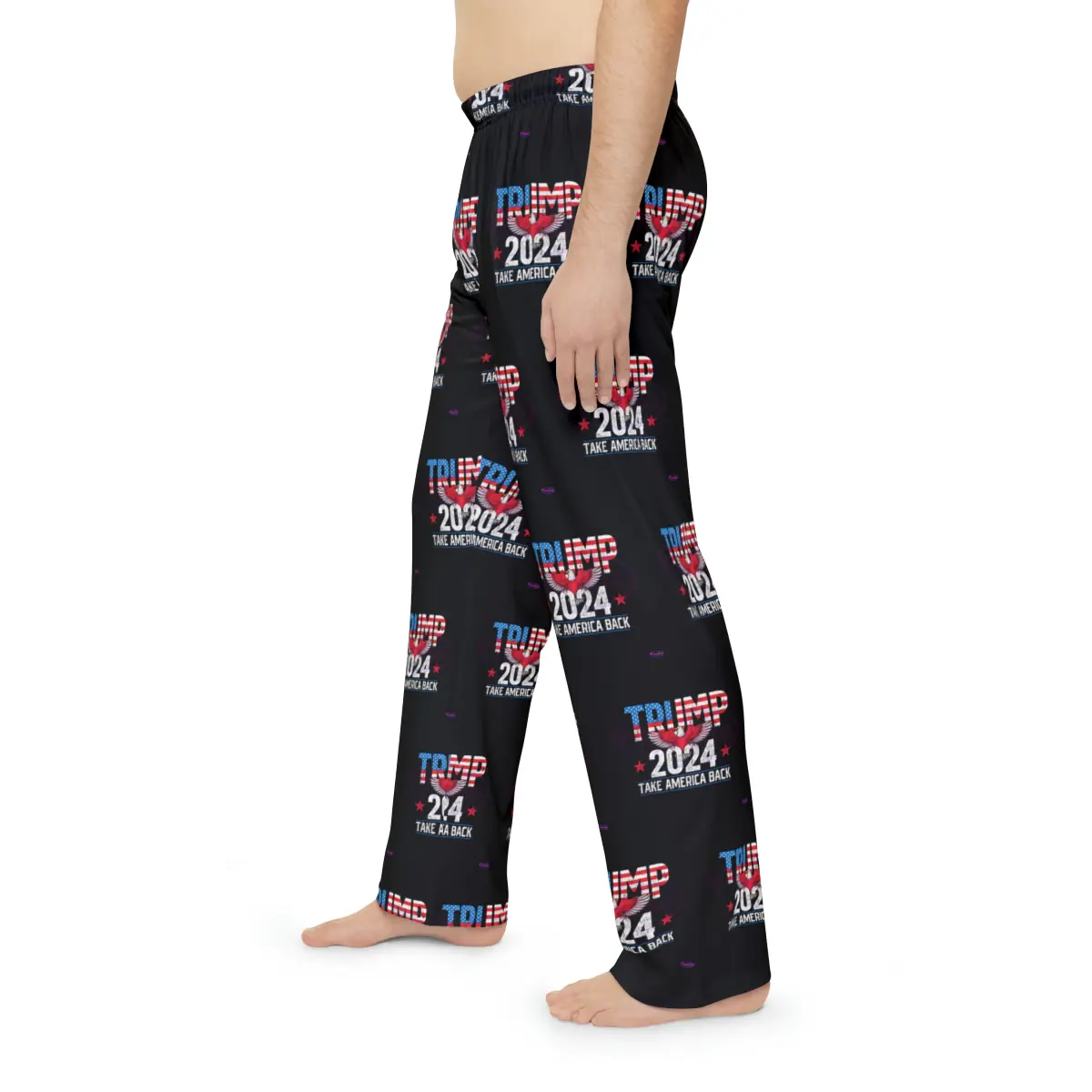 Trump 2024 Take America Back Men's Polyester Lounge Comfy Pajama Pants Loungewear Menswear Nightwear Soft Customized Elastic