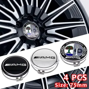 AMG Car Wheel Hub Center Caps | 75mm Precision Fit | Waterproof, Dustproof & Rust-Resistant | Strong Adhesive, Easy Installation | Fits AMG C 63, E 63, GT & More