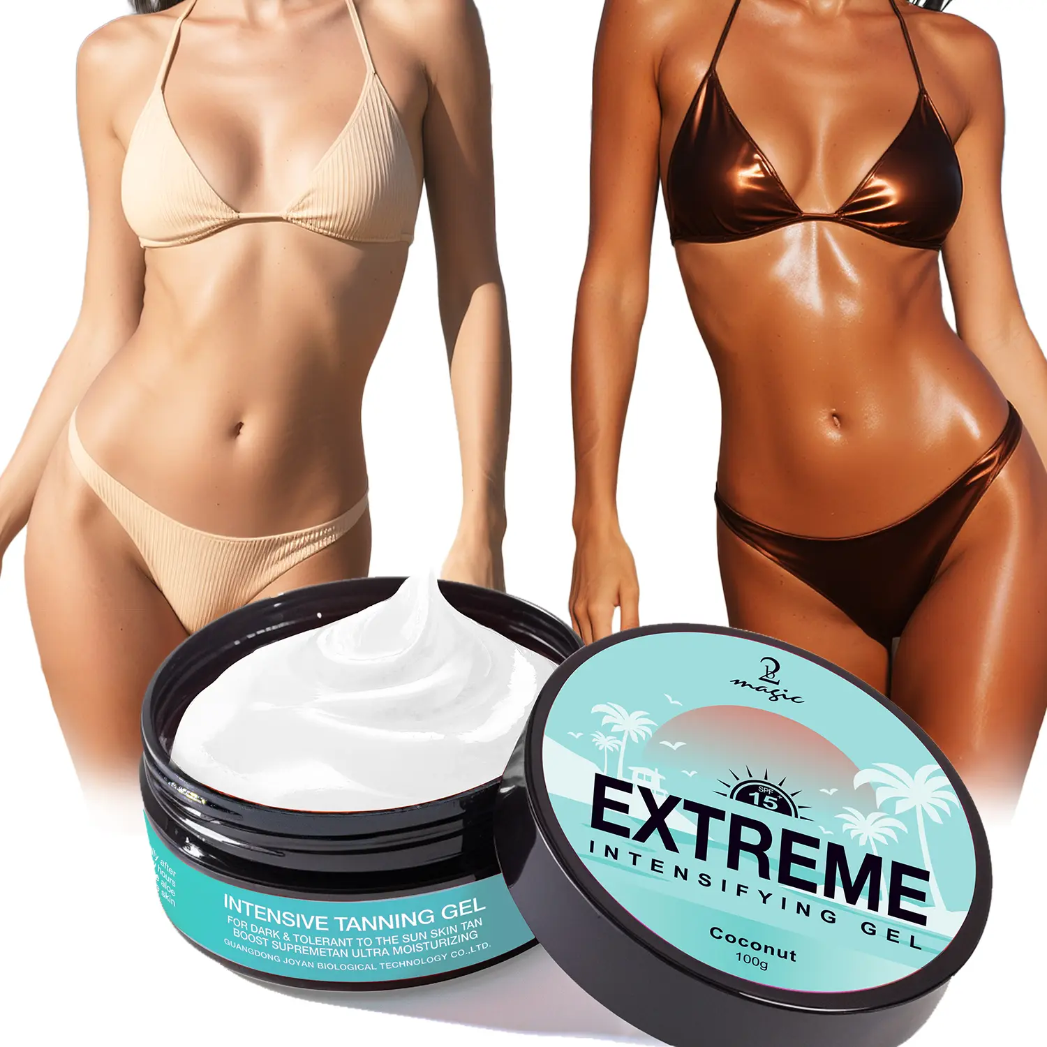 2Bmagic Coconut Extreme Intensifying Gel Self Tanner - Adult Body Care Accelerator with Olive Oil, Watermelon Oil, Brightening, Nourishing, Radiant, Water-Resistant, Cruelty-Free Premium Safe Ingredients for Bronzy Body Glow