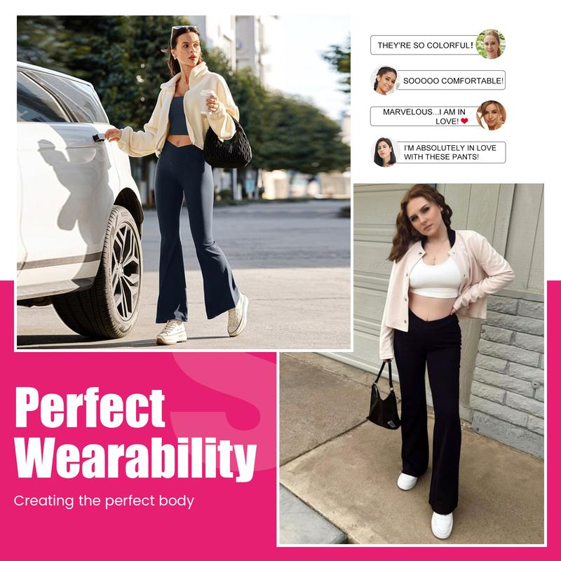 SHOWITTY Women's High Waisted 1/2 Pack Flare Leggings – Crossover Yoga Pants with Pockets Bootcut Workout & Lounge Wear #TikTokShopHolidayHaul
