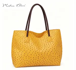 Milanchiva Women's Oversized Ostrich-Print Vegan Leather Tote Bag, Casual and Stylish Zipper Bag, Leopard-Print Lining, Casual Commuter Bag, Minimalist Shoulder Bag, Leather Laptop Tote Bag Geometric Pattern Tote Geometric Pattern Tote