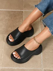 Women's Minimalist Plain Color Platform Slides, Casual Comfortable Soft Slippers for Indoor Outdoor Wear, All-match Slide Slippers for Daily Wear, Walking Shoes, Sliders Shoes