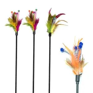 Interactive Feather Cat Wand Toy Set | 3-Piece Flexible Teaser Wand with Elastic Mesh Tube | Engaging Play for Kittens & Cats | Safe & Durable