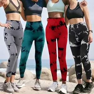 Women's Tie-Dye Seamless High Waist Tummy Control Scrunch Butt Sports Comfy Leggings - High Stretch Bottoms for Gym, Running