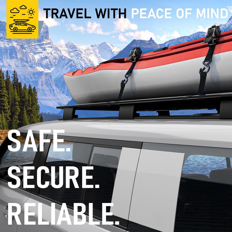 AUGO Self-Locking Retractable Ratchet Straps 4 Pack 1500Lb Break Strength 12 Ft Webbing with Soft Loops & Storage Bag for Motorcycle Truck Cargo