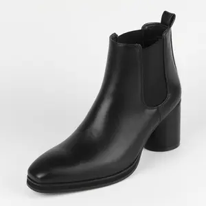 Men's Black Chelsea Ankle Boots, Square Toe Block Heel with Elastic Gusset, Polished Dress Boots for Formal, Business & Casual Occasions
