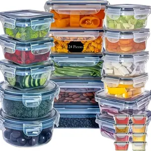 12/24-piece ice bucket set, food storage box set, airtight containers with easy-to-fix lids - suitable for food storage rooms, travel, outdoor picnics, and kitchen organization, including labels and markers (12/24 lids + 12/24 boxes)
