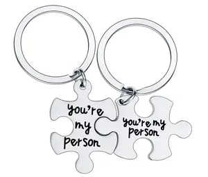 2PCS Stainless Steel Keychain Jewelry Couples Love Him Her