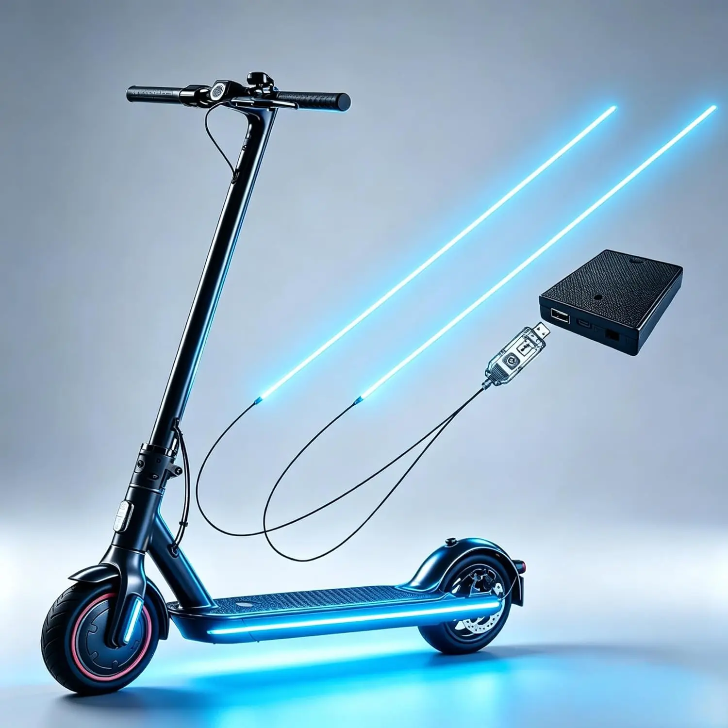 COB LED Strip Light with USB Battery Box - 8 Modes, Waterproof, No-Wiring, Plug & Play, Flexible Lamp for Electric Scooter, Bicycle Visibility Boost