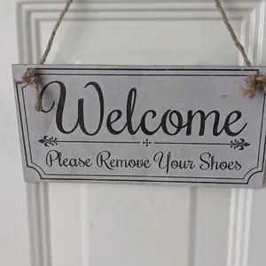 Welcome  Please remove your shoes door entry hanging board Decor Signs
