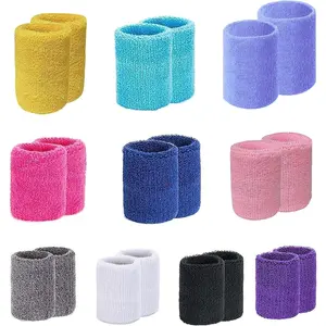 Sweat Bands for Wrists,Tennis Wristband Absorbing Cotton Terry Cloths Arm Sweat Bands for Women Men Wrist Band for Football Basketball Running(Colorful)