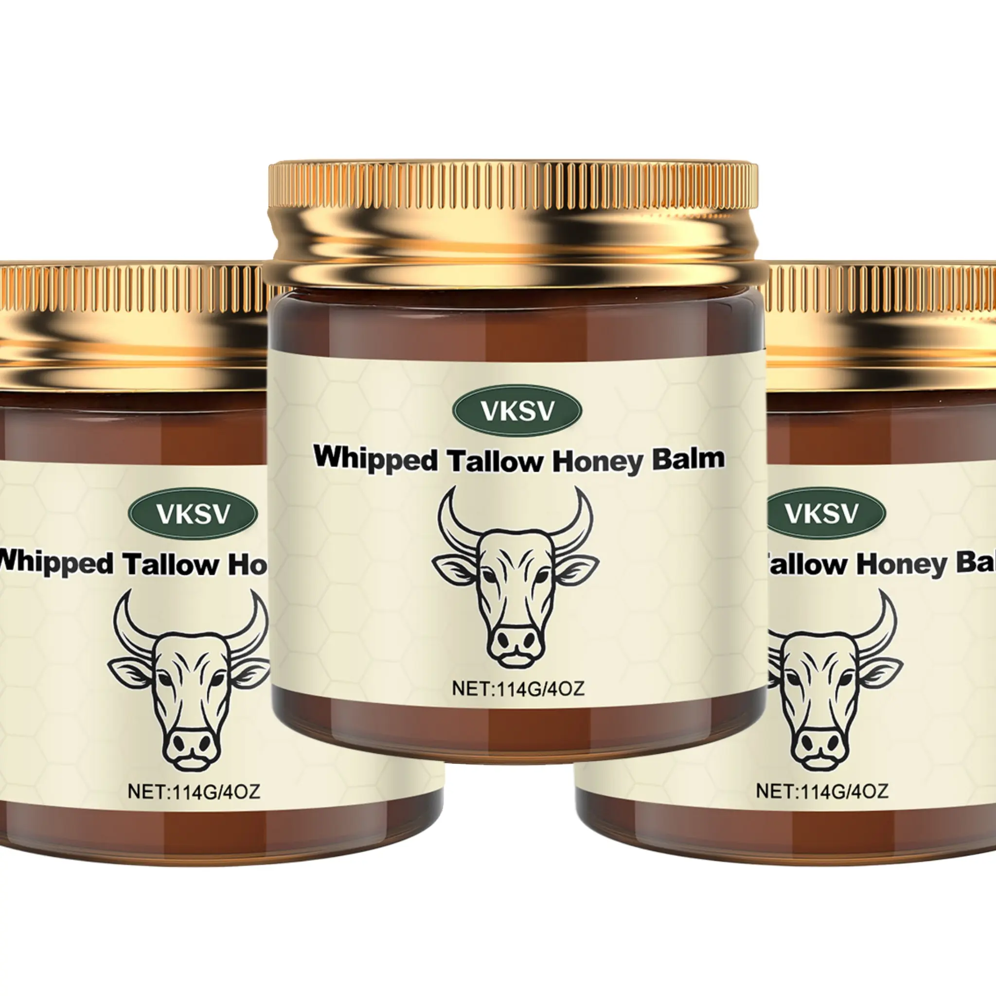 All-Natural 3-Piece Whipped Tallow Honey Balm Cosmetic Set - 12 Oz Handmade Body Moisturizers, Gentle Alcohol-Free Body Butters, Softening Hydrating Cream, 24-Month Shelf Life, Black Friday Special Gift, Hydrates, Three Pieces