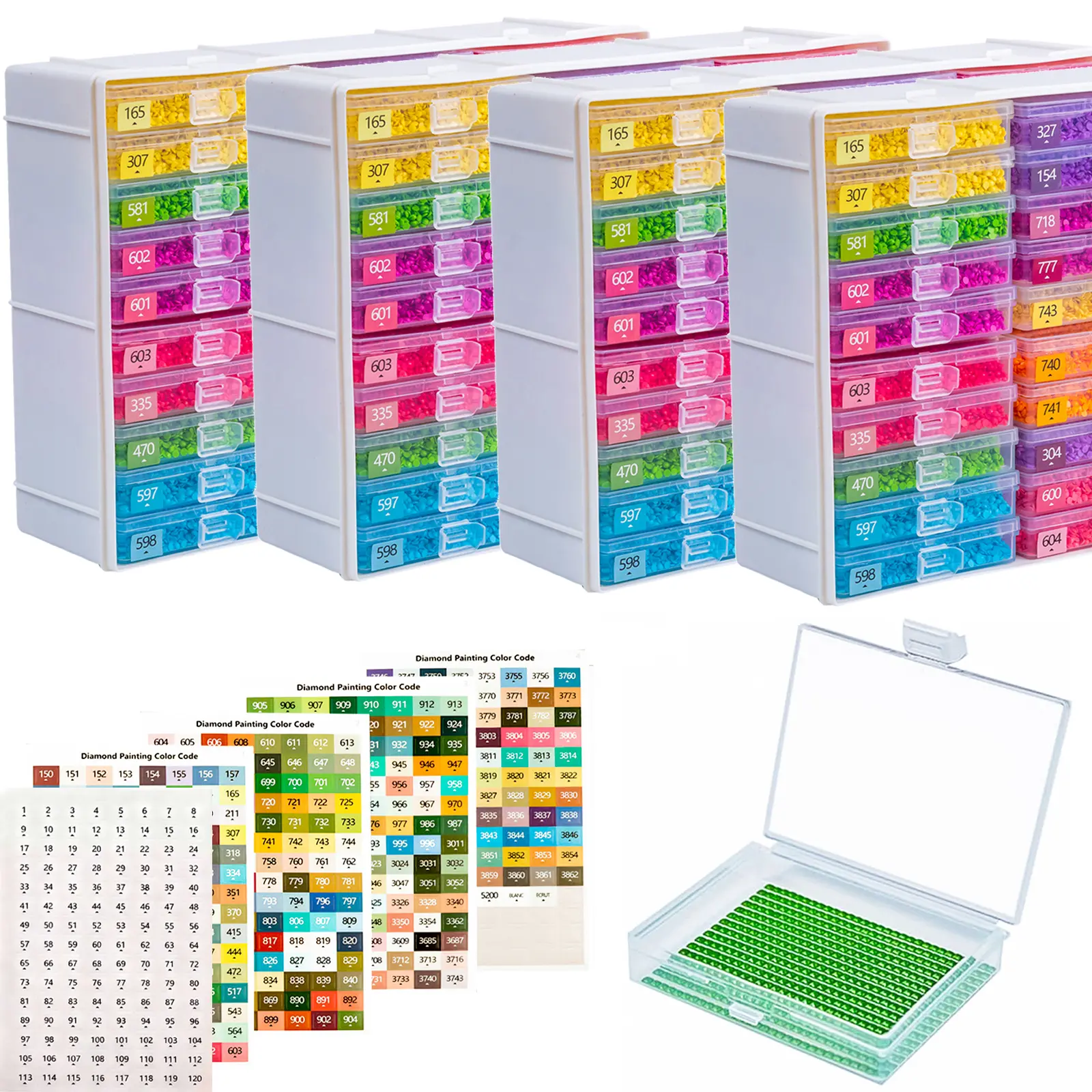 LEIYULY 30/60/90/120 PCS 2-in-1 Diamond Art Tray & Storage with Lids, Diamond Painting Trays, Bead Storage and Arrangement, Diamond Art Kits for Adults