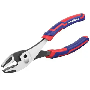 8” Slip Joint Pliers Tool, Large Soft Grip,Rust Prevention Finish, 3-Zone Serrated Jaw Forged from High Carbon Steel for Maximum Grip