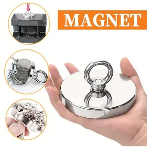 1 Piece Heavy-Duty Fishing Magnet, 7.5cm Strong Attraction, 500lbs Load Capacity, Reusable, Ideal for Large Scale Salvage and Recycling
