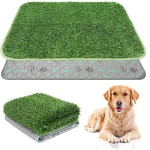 Grass Pad with Washable Pee Pads for Puppy Potty Tray,32"*38" Soft Artificial Turf Multipurpose  Grass Patch Pads for Dogs Litter Box, Leakproof for Doggie  Indoor Outdoor