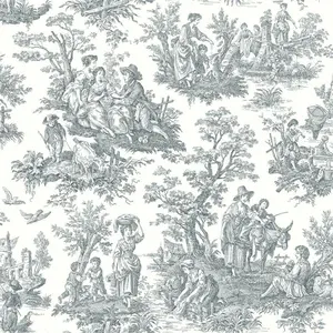 Roommates RMK11869WP 20.5 in. x 16.5 ft. Country Life Toile Peel & Stick Wallpaper, Gray