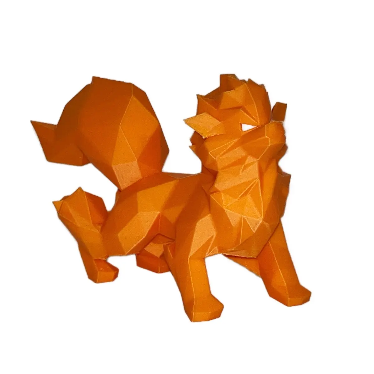 Pokemon Arcanine Low Poly Desk Decor Statue - 3D-Printed Fire with Vibrant Orange Filament