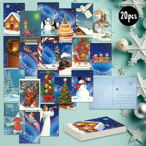 20pcs Vintage style beautiful starry sky and Santa Claus All Occasion postcard, unique Everyday gift for family & friends, congratulate, thank you