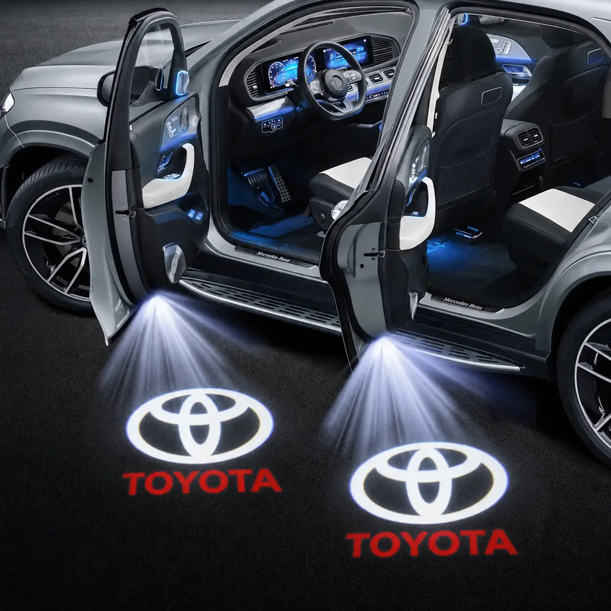 2PC Universal Car Door Welcome Logo Ghost Shadow Night Lights Wireless Car LED Projector Laser Courtesy Atmosphere Lamp Car Kits