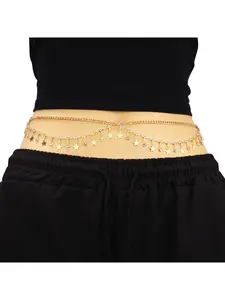 Bikini water droplet chain waist accessory double-layer body chain butterfly metal fringed waist chain for women