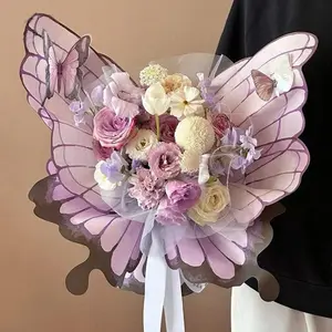 4pcs Mix Korean Floral Butterfly Wrapping Paper Elegant Design for Florists Gift Wrap for Flower Bouquets DIY Supplies No Attributes