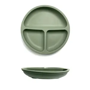 Silicone Suction Plates Equipped for Infants and Children - Made Entirely of Silicone, These Dishes Remain in Place, Feature a Divided Design for Selective Eaters, and Are Safe for Both Microwave and Dishwasher Use. Unbreakable Divided