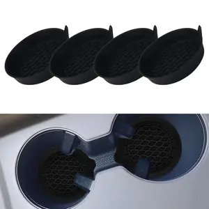 BILLOVCC 4PCS Car Cup Holder Coasters Silicone Non-Slip Vehicle Cup Holder Insert Pads for SUV Sedan Truck Black Automotive Interior Insulation Drink Cup Mats Decor Accessories