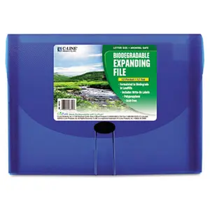 C-Line 48315 13-Pocket Ecological Expanding File Folder, 12 Tabs, 13 in Size, Biodegradable, with Elastic String, Letter Size, Blue (Office Filing Supplies)