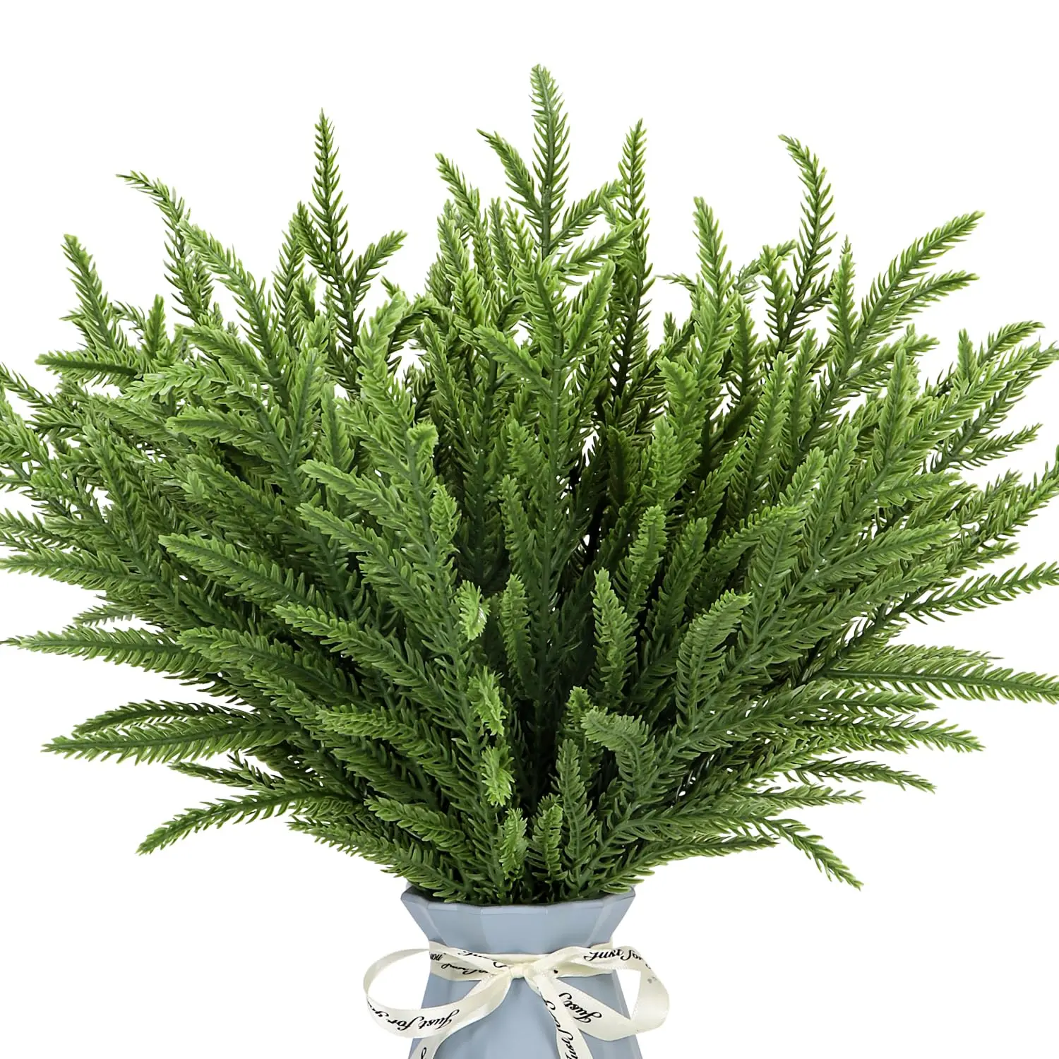 24Pcs Norfolk Pine Branches Stems 14.9" Artificial Pine Needles Sprigs Norfolk Pine Garland Accessories Vase Fillers Winter Fake Christmas Tree Picks Greenery Sprays for DIY Wreaths Artificial Plants